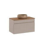 Meuble de salle de bain  suspendre iconic cashemire 80 cm avec le plan couleur evoke et sa vasque wiki ...