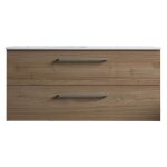 Meuble de salle de bain suspendu 100cm double classic bois clair - vasque en c�ramique