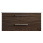 Meuble de salle de bain suspendu 100cm double classic bois fonc� - vasque en c�ramique