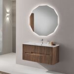 Meuble de salle de bain suspendu 70 cm avec 2 tiroirs righe en teck - design contemporain