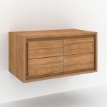 Meuble de salle de bain suspendu en bois de teck 90 cm - hera - rendez - vous dco
