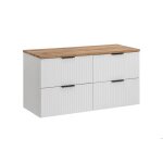 Meuble de salle de bain suspendu sous double vasque adel blanc avec plan chêne 120 cm Meuble de salle de bain suspendu sous double vasque adel blanc avec plan chêne 120 cm