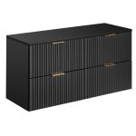 Meuble de salle de bain suspendu sous double vasque avec plan adel noir 120 cm
