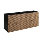 Meuble de salle de bain suspendu sous vasque aura loft ? noir et ch�ne ? 160 cm style industriel