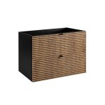 Meuble de salle de bain suspendu sous vasque aura loft ? noir et ch�ne ? 80 cm ? style industriel