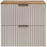 Meuble de salle de bain suspendu sous vasque avec plan flow ? cachemire / chêne wotan ? 60 cm Meuble de salle de bain suspendu sous vasque avec plan flow ? cachemire / chêne wotan ? 60 cm