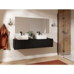 Meuble de salle de bain suspendu stri� avec double vasque - noir - 150 cm - arnega