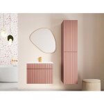 Meuble de salle de bain suspendu stri rose avec vasque  encastrer et colonne - 60 cm - satara