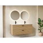 Meuble de salle de bain suspendu stri avec vasque  encastrer - 2 tiroirs - naturel clair - 120 cm - ...