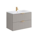 Meuble de salle de bain suspendu stri avec vasque  encastrer - beige - 80 cm - zevara