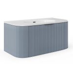 Meuble de salle de bain suspendu stri avec vasque  encastrer - bleu mat - 100 cm - lomeri