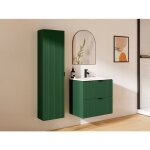 Meuble de salle de bain suspendu stri avec vasque  encastrer et colonne - vert mat - 60 cm - zevini ...
