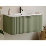 Meuble de salle de bain suspendu stri avec vasque  encastrer - vert mat - 100 cm - lomeri