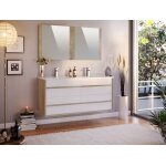 Meuble de salle de bain tawa 4 tiroirs 120 cm ch�ne et blanc t - bath