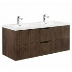 Meuble de salle de bain thermis 120 cm avec vasque - brun noyer - armoire de rangement suspendue