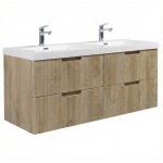 Meuble de salle de bain thermis 140 cm avec vasque - ch�ne clair - armoire de rangement suspendue