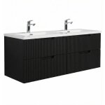 Meuble de salle de bain thermis 140 cm avec vasque - noir matt - armoire de rangement suspendue