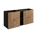 Meuble de salle de bain - trend - ch�ne craft - 140 x 57 x 46 cm - 4 tiroirs - poign�e noire