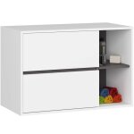 Meuble salle de bains vami suspendu sans vasque blanc et gris graphite 90 cm 2 tiroirs 2 �tag�res 90x455x60 ...