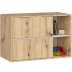 Meuble salle de bains vami suspendu sans vasque ch�ne artisan cachmire 90 cm 2 tiroirs 2 �tag�res 90x455x60 ...
