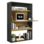Meuble secrétaire - mood - noir et imitation chêne - 4 niches - l 90 x l 36 x h 140. 5 cm Meuble secrétaire - mood - noir et imitation chêne - 4 niches - l 90 x l 36 x h 140. 5 cm