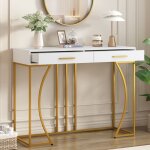 Nouvelle table de console �paissie design moderne table de couloir avec 2 tiroirs table dappoint style ...