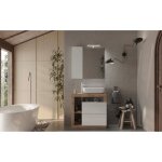 Meuble simple vasque salle de bain l78cm - coloris chêne clair et laqué blanc - hambourg Meuble simple vasque salle de bain l78cm - coloris chêne clair et laqué blanc - hambourg