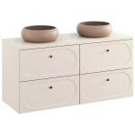 Meuble sous double vasque suspendu 120 cm donna sand beige avec plan et vasques wiki Meuble sous double vasque suspendu 120 cm donna sand beige avec plan et vasques wiki