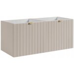 Meuble sous double vasque suspendu harmo 100 cm façade rainuré cachemire semi - mat Meuble sous double vasque suspendu harmo 100 cm façade rainuré cachemire semi - mat