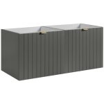 Meuble sous double vasque suspendu harmo 100 cm faade rainur vert semi - mat