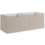 Meuble sous double vasque suspendu harmo 120 cm fa�ade rainur� cachemire semi - mat