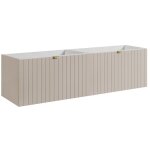 Meuble sous double vasque suspendu harmo 160 cm façade rainuré cachemire semi - mat Meuble sous double vasque suspendu harmo 160 cm façade rainuré cachemire semi - mat