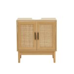 Meuble sous vasque amana effet chne et cannage rotin l60cm - bois