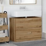 Meuble sous lavabo en chne artisanal 78x37x59 cm en bois reconstitu