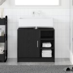 Meuble sous lavabo - ch�ne noir - 63x29x55 cm - bois ding�nierie - finition mate