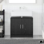Meuble de salle de bain - ch�ne noir - 63x29x55 cm - bois ding�nierie - finition mate
