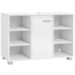 Meuble sous lavabo �tag�res r�glables avec 1 porte et 6 compartiments pieds 30 x 90 x 60 cm blanc nuage ...