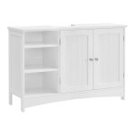 Meuble sous lavabo - helloshop26 - 90x30x60 cm - 2 portes - mdf blanc - design contemporain