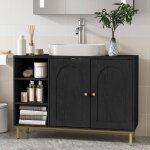 Meuble sous lavabo meuble de rangement pour salle de bain pour �vier avec �tag�re ouverte et 2 portes ...