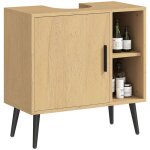 Meuble sous lavabo salle de bain - homcom - porte  fermeture progressive et tagre rglable - 60 x ...