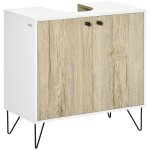 Meuble sous lavabo salle de bain - kleankin - 2 portes - pieds en acier - panneau de particules - 60x30x60cm ...