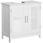 Meuble sous lavabo salle de bain - kleankin - 2 portes rainurées avec étagère réglable - 60l x 30l x ... Meuble sous lavabo salle de bain - kleankin - 2 portes rainurées avec étagère réglable - 60l x 30l x ...