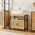 Meuble sous lavabo tervola bambou 60 x 60 x 35 cm noir naturel aspect rotin