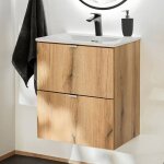 Meuble sous lavabo avec vasque 50 x 57 x 39 cm chêne newport Meuble sous lavabo avec vasque 50 x 57 x 39 cm chêne newport