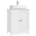 Meuble sous lavabo woltu - armoire sous vasque blanc - tagre rglable et portes - 50x30x60cm