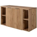 Meuble de salle de bain suspendu sous vasque � 2 portes avec 2 �tag�res extensions et plan flow ? ch�ne ...