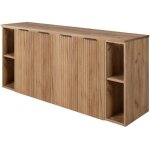 Meuble de salle de bain suspendu sous vasque � 4 portes avec 2 �tag�res extensions et plan flow ? ch�ne ...