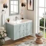 Meuble sous vasque 78. 5�46�46. 8cm avec lavabo et 3 tiroirsmeuble sous - vasque suspendu grand espace ...