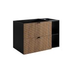 Meuble sous vasque avec l�tag�re - extension aura loft - noir et ch�ne - 100 cm style industriel