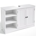 Meuble sous vasque - bealife meuble salle de bain - 3 tages ouverts - 2 portes - 90 x 30 x 60 cm - blanc ...